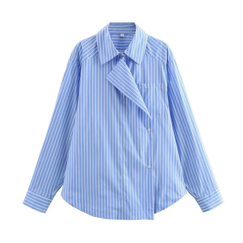 Chemise à revers à rayures chic