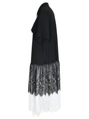 Black Lace Pleated Shirt Dress