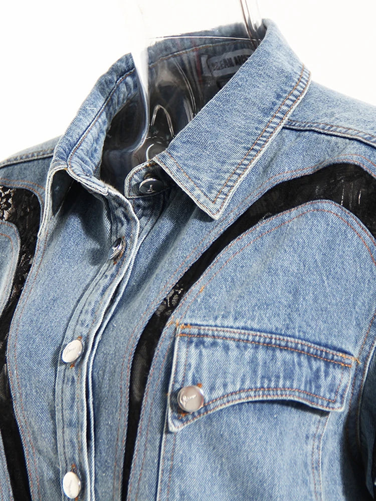 Haut en dentelle en denim