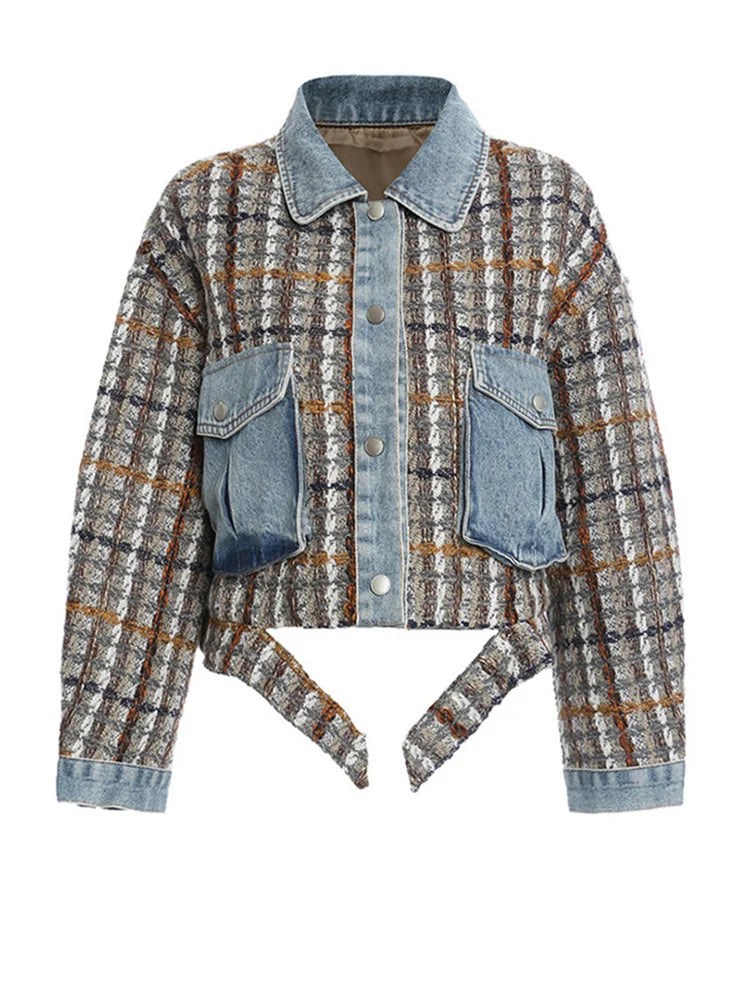 Veste en tweed à plaid en denim