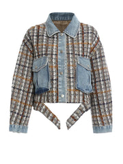 Veste en tweed à plaid en denim