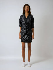 Black Cotton-Padded Long Parka