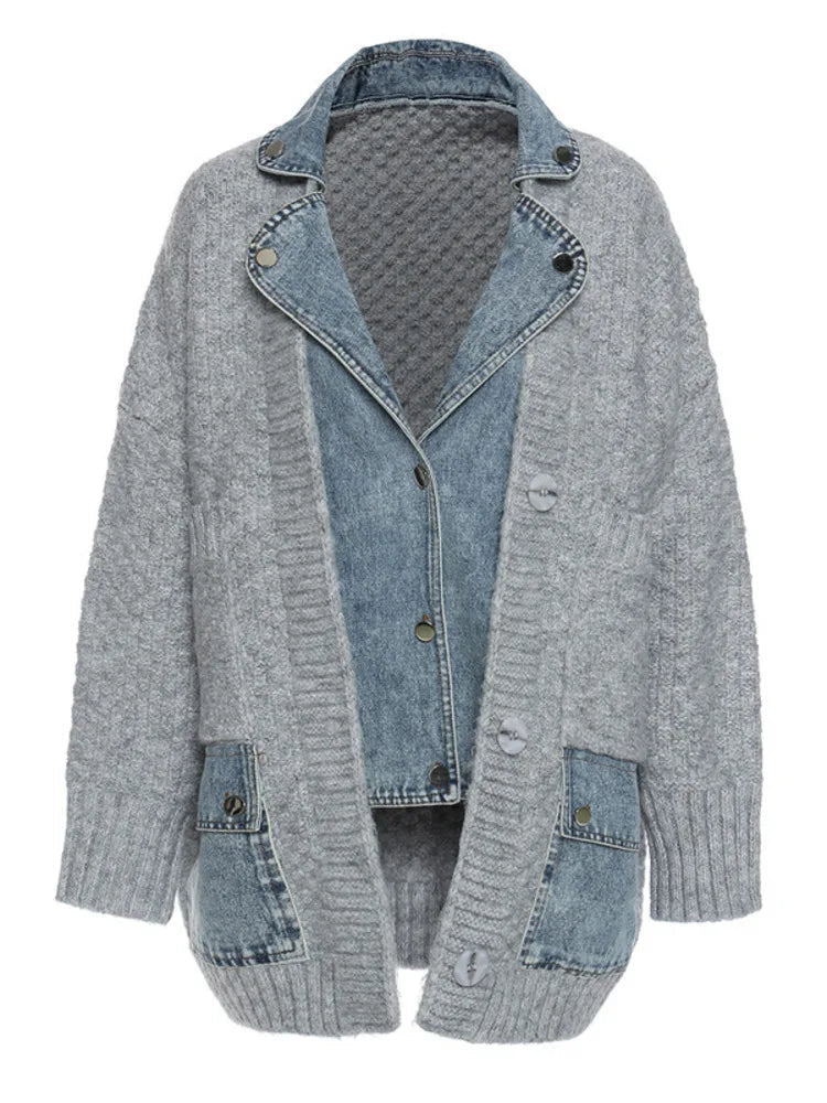 Manteau de pull épissé en jean