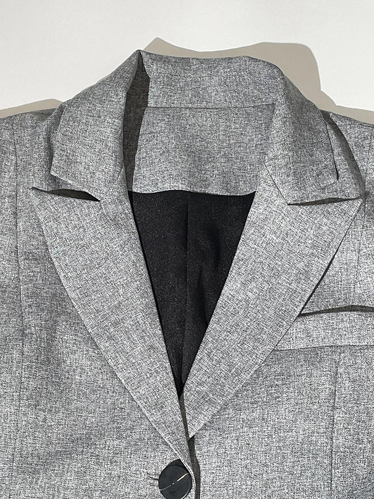 Gray Striped Bandage Blazer