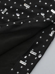 Stand Collar Long Sleeve Diamond Dress