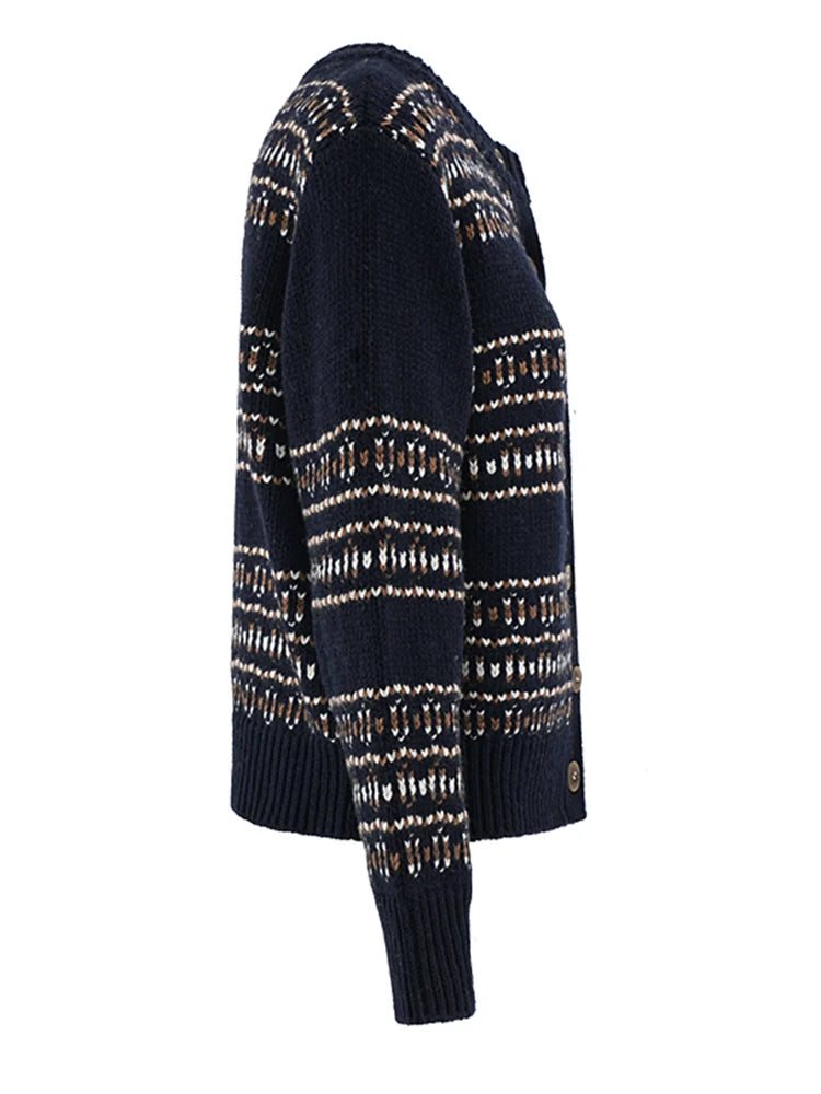 Cardigan en tricot à rayures beige