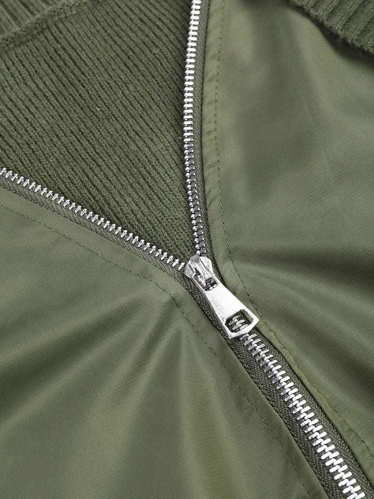 Veste à glissière en V: Streetwear vert épissé