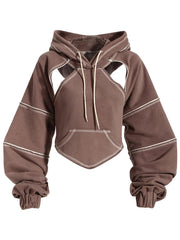 Contrast Cut-Out Hooded Sweatshirt