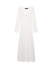 Knitted Hollow-out Midi Dress – Elegant Summer Flare