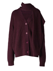 Cardigan en tricot rouge du vin