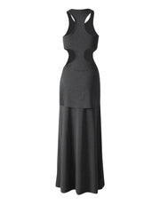 Dark Gray Hollow-out Bandage Vest Dress