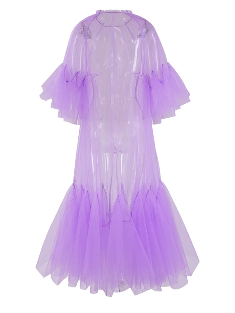 Robe en mailles de volants