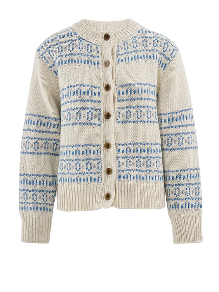 Cardigan en tricot à rayures beige