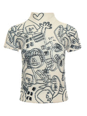 T-shirt plissé à col roulé