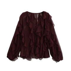 V Neck Hollow Out Chic Tops