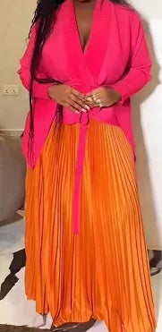 Blouse plissée et jeu de jupe
