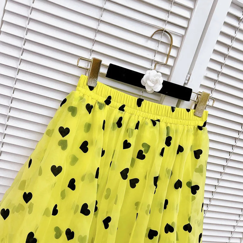 Jupe imprimée en tulle A-line