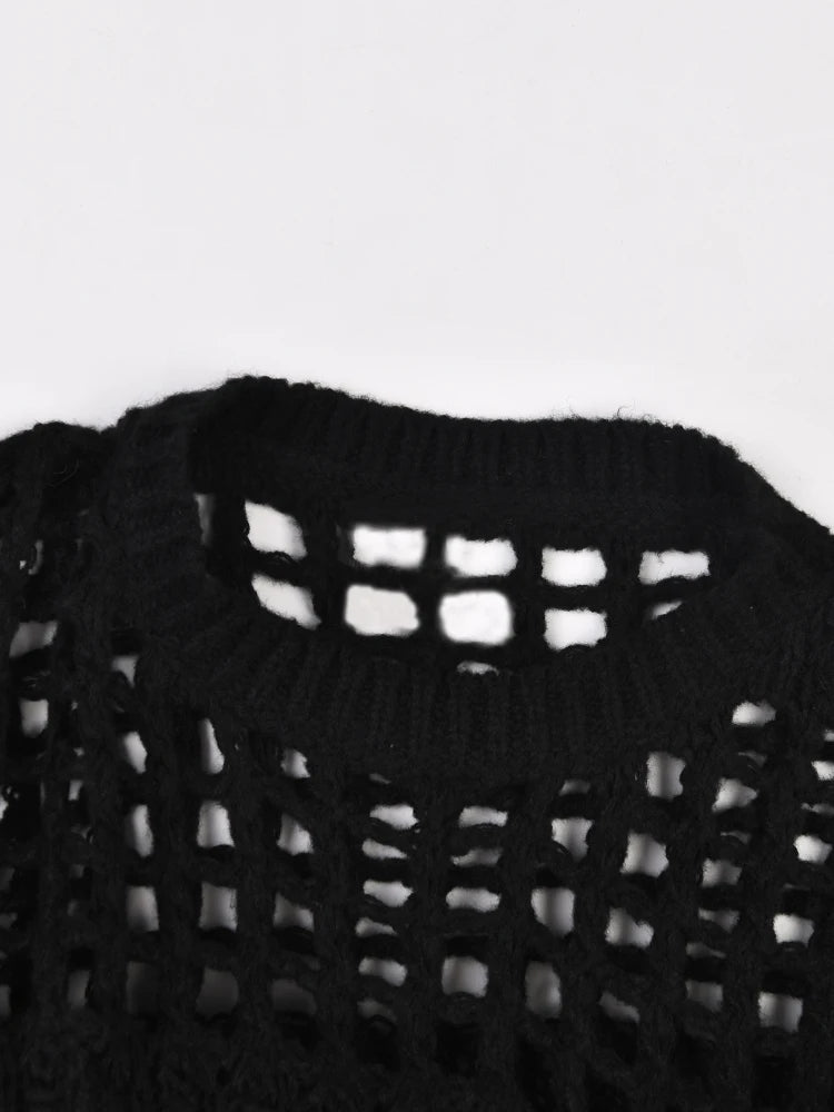 Robe de chemise longue en tricot noir chic