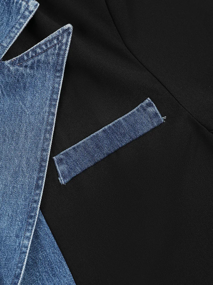 Denim Spliced Blazer