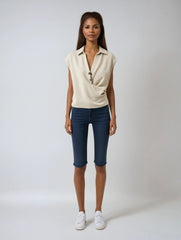 Ruffled Button Vest Blouse – Commuting Chic