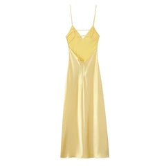 Yellow Satin Slip Dress