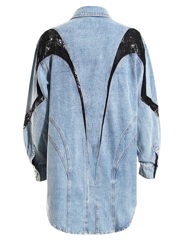 Haut en dentelle en denim