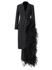 Veste longue maille irrégulière noire