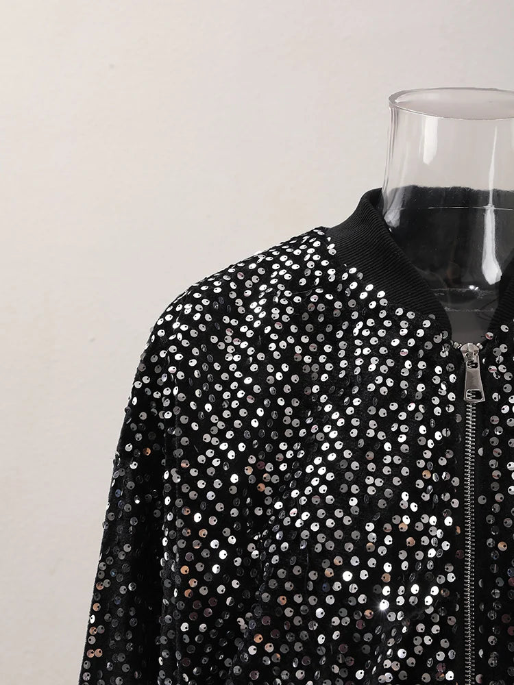 Veste à paillettes noires