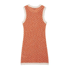 Textured Knit Mini Dress – Striped Round Neck Sleeveless Summer Style
