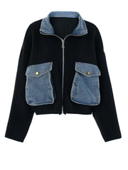 Cardigan tricot décontracté en jean