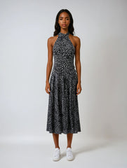 Summer Dot Halter Backless Maxi Dress