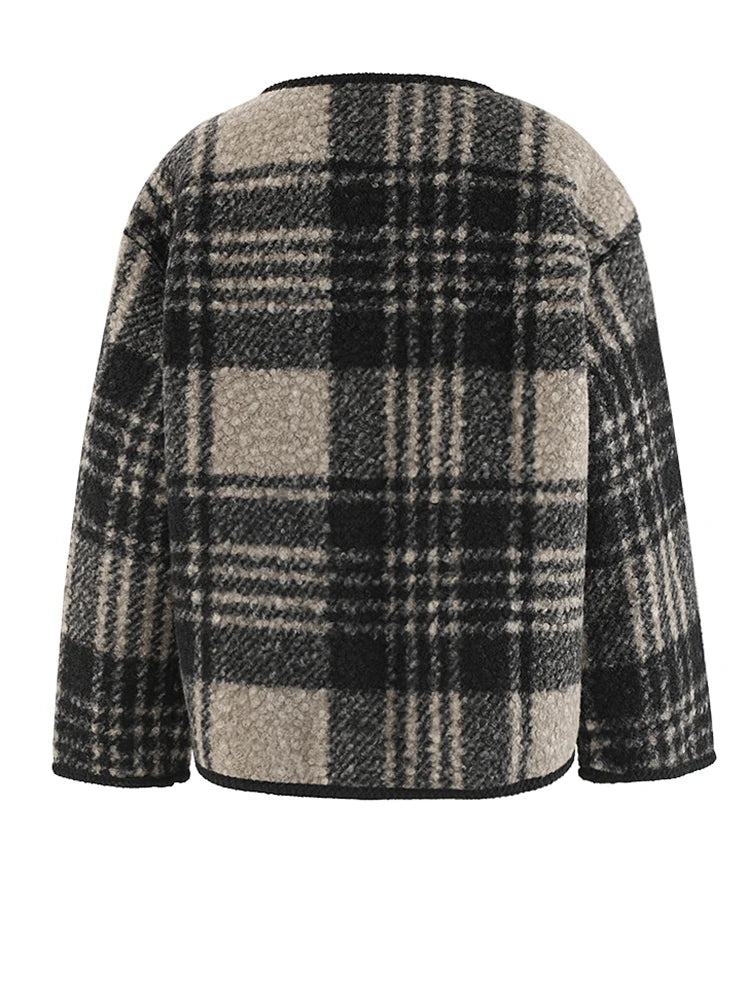 Manteau en laine à carreaux