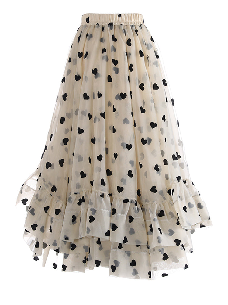 Jupe imprimée en tulle A-line