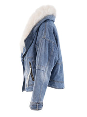 Veste en denim en fourrure