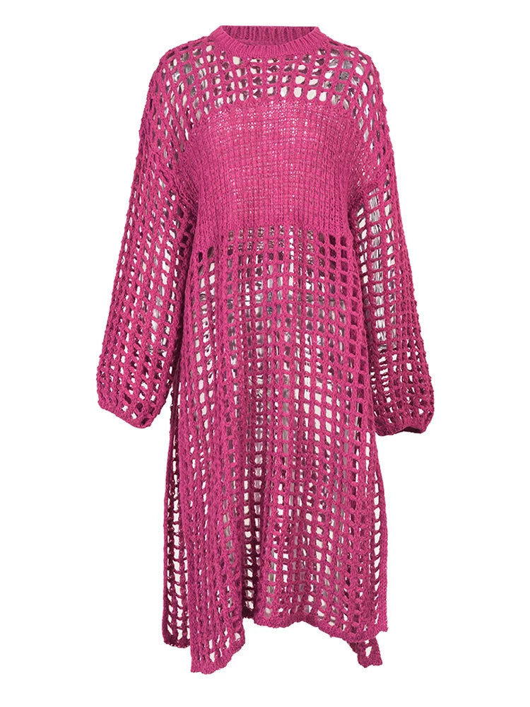 Robe de chemise longue en tricot noir chic