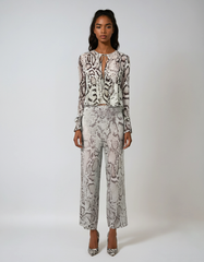 Sheer Print Co-ord Set – V-neck Shirt & Chiffon Pants