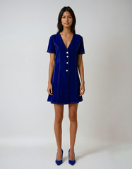 Sophisticated Knit Mini Dress – V-Neck Ruffle Charm