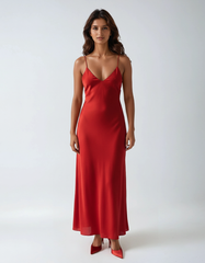 Stain V Neck Sling Dress