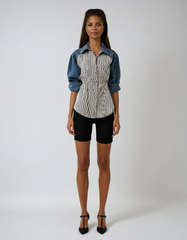 Chemise en jean épissé à rayures