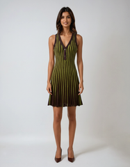 Striped Knit V-neck Dress