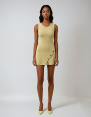 Sunny Charm Irregular Button Knit Mini Dress