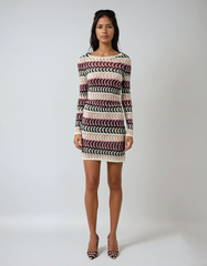 Textured Slim Sweater Dress – Striped Long Sleeve Mini With Round Neck