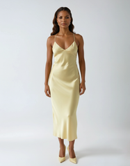Yellow Satin Slip Dress