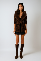 Brown Leopard Faux Fur Jacket