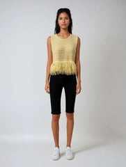 Vintage Yellow Knit Vest – Sleeveless Commuting Chic