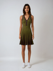 Striped Knit V-neck Dress